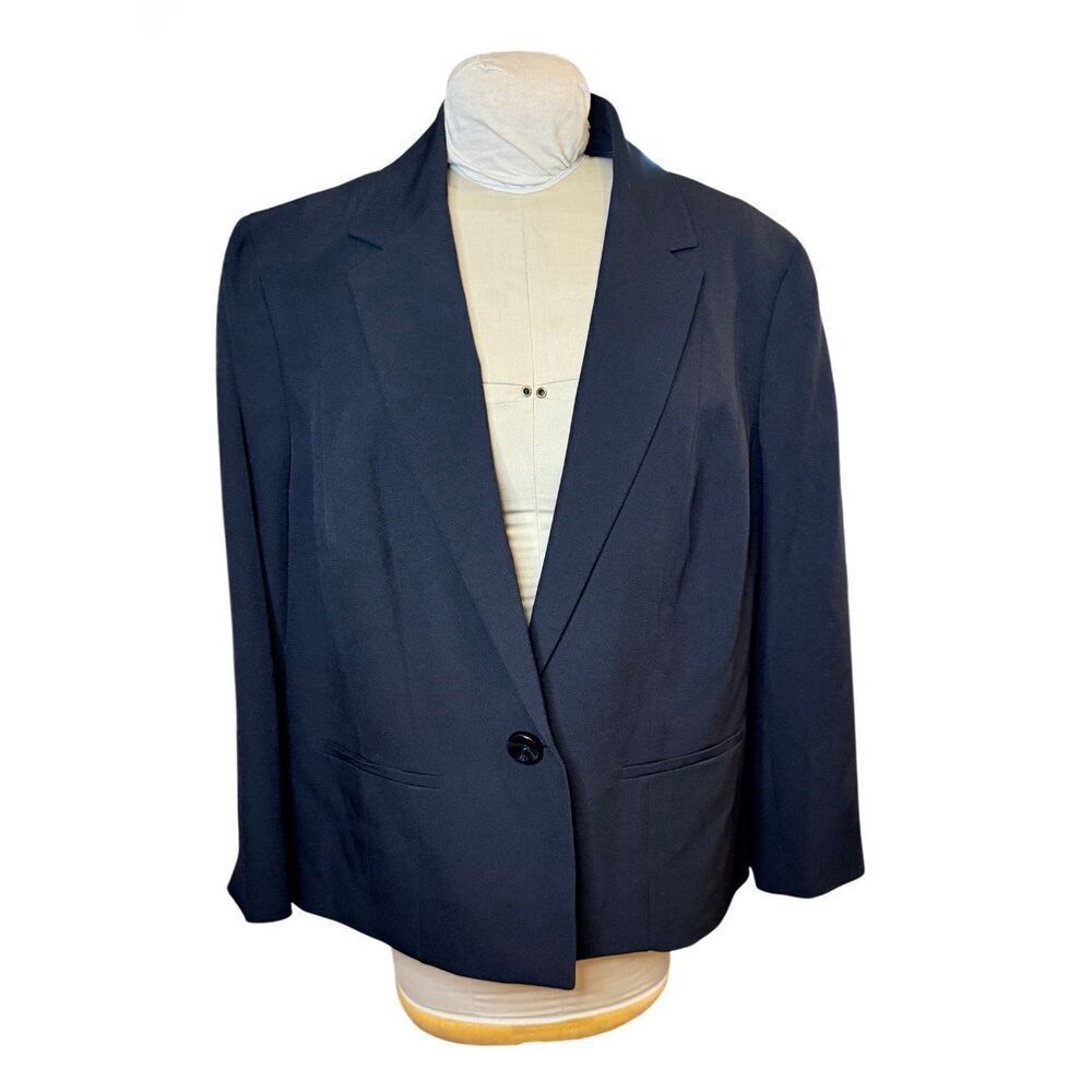 Kasper Single Button Blazer Plus Sz. 20W Black Lined